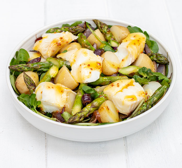 Smoked Haddock, Jersey Royal &amp; Asparagus Salad - Mellow Yellow Oil