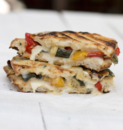 Roasted veg and goats cheese toastie