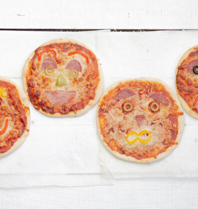 Kids smiley face pizza