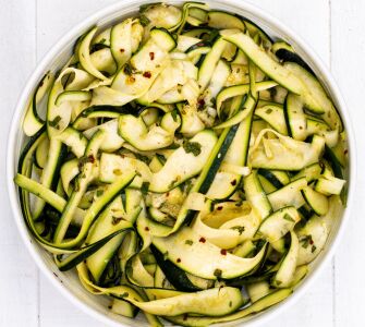 chilli courgette ribbon salad