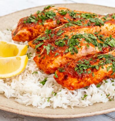 salmon in chraimeh sauce