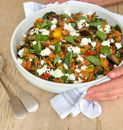 One pan ratatouille orzo