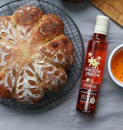 sourdough with cheddar and chilli oil
