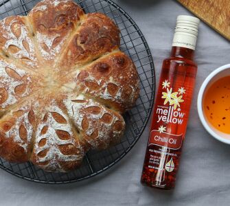sourdough with cheddar and chilli oil