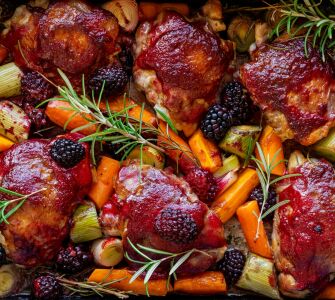 Blackberry Glazed Chicken Traybake