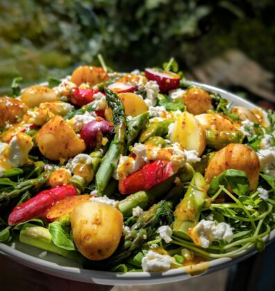 Asparagus, radish and new potato salad