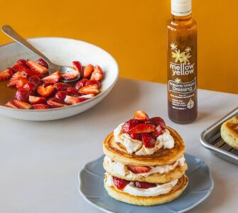 Pancakes with Whipped Mascarpone & Balsamic Strawberries