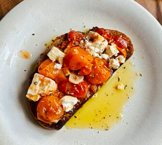 confit cherry tomatoes with feta