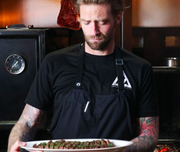James Peck with Mellow Yellow dish at restaurant Ember