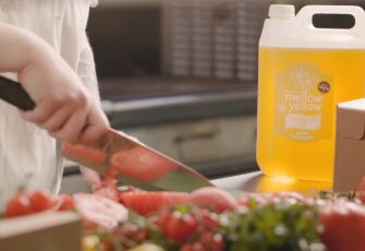 Chef Holly Tyldsley cooking with Mellow Yellow cold pressed rapeseed oil