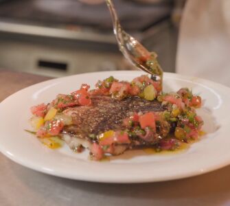 Grilled halibut with sauce vierge