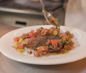 Grilled halibut with sauce vierge
